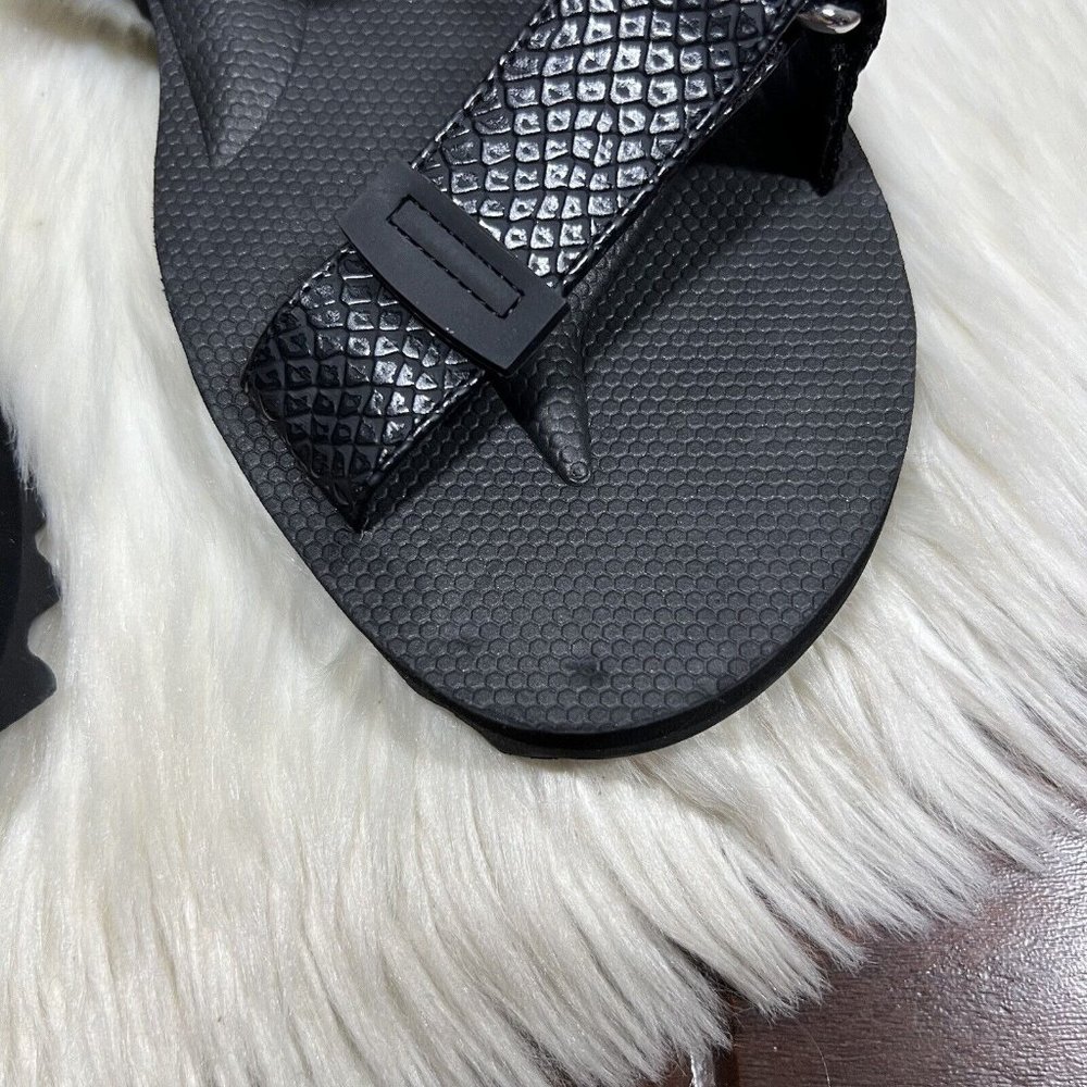 NEW Kurt Geiger Men's Size 44.5 / US 10.5 Black Rainbow Leather Orion Sandals - Picture 3 of 12